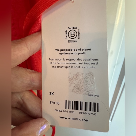 Athleta Playa TieCoral 100% Linen Blouse 3X, NWT - Picture 5 of 10